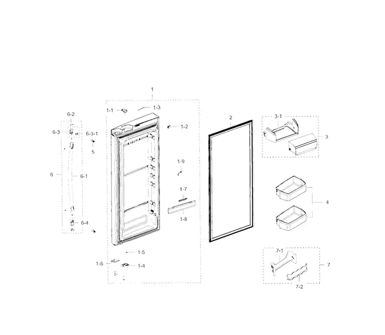 Refrigerator Door R Diagram and Parts List for RFG238AARS XAA-0002 Samsung Refrigerator