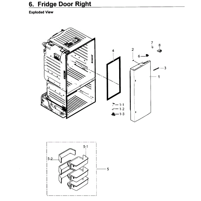 Fridge Door R Diagram and Parts List for RF26J7500WW AA-00 Samsung Refrigerator
