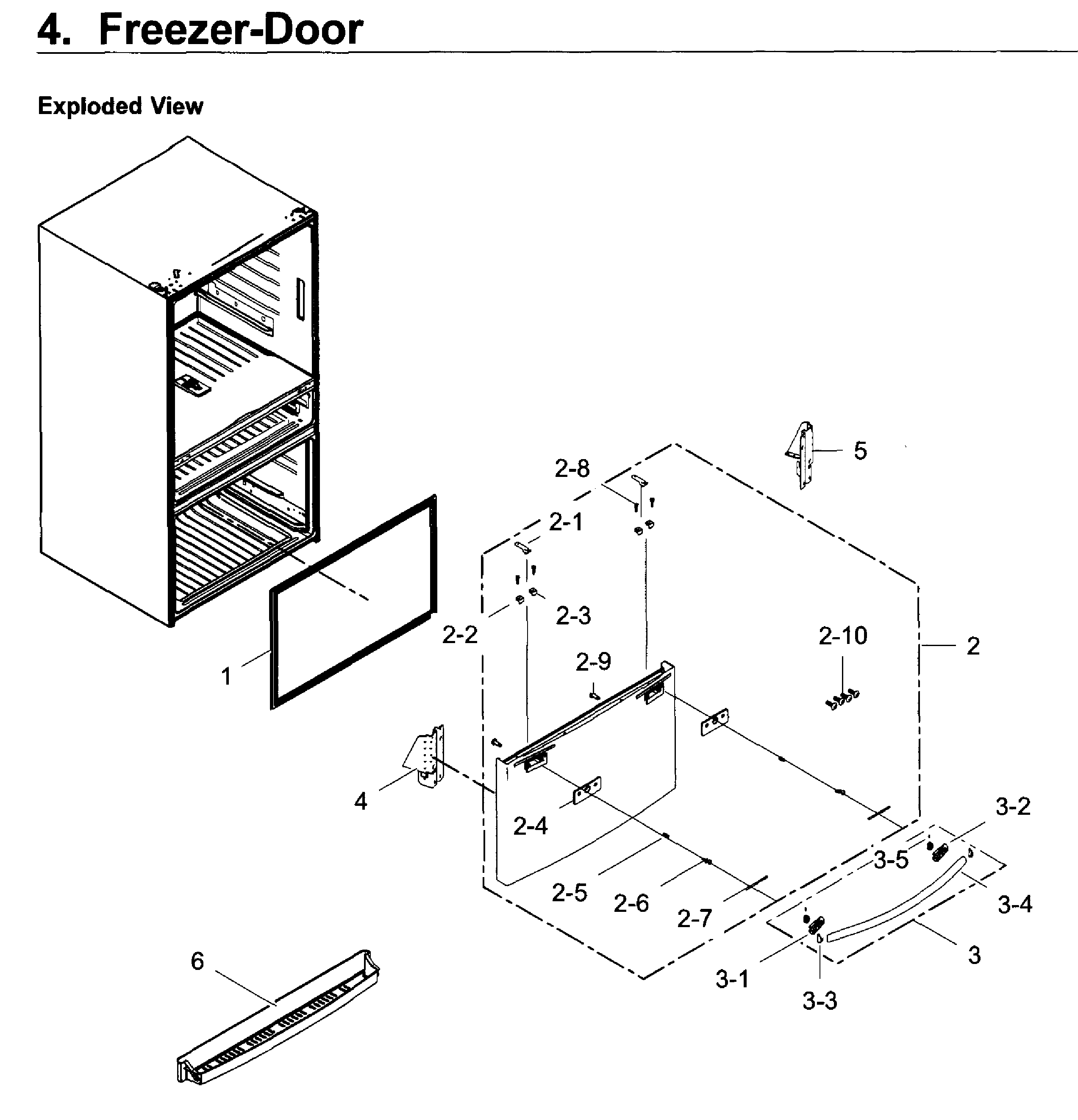 Freezer Door Diagram and Parts List for RF22KREDBSR AA-0001 Samsung Refrigerator