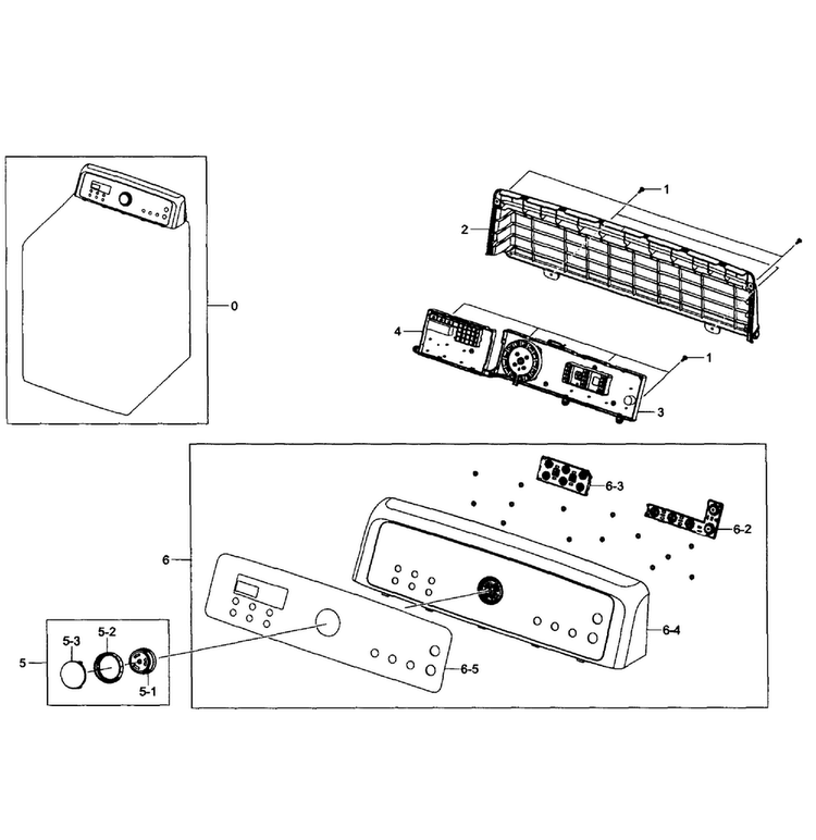 Control Panel Diagram and Parts List for DV484GTHAWR A1-0001 Samsung Dryer