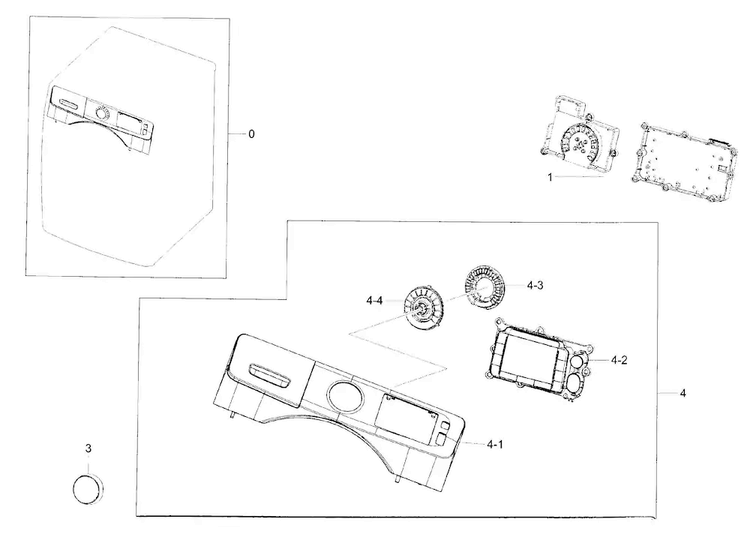Control Panel Diagram and Parts List for WF42H5000AW A2-0000 Samsung Washer