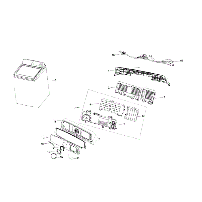 Control Panel Diagram and Parts List for WA56H9000AW A2-00 Samsung Washer