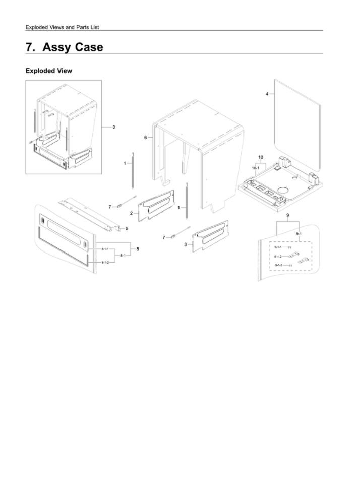 Case Assembly Diagram and Parts List for DW80R5060US AA-00 Samsung Dishwasher