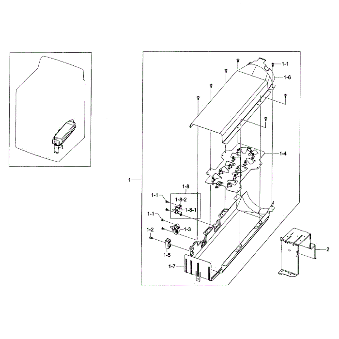 Duct Heater Diagram and Parts List for DV50F9A8EVW A2-00 Samsung Dryer