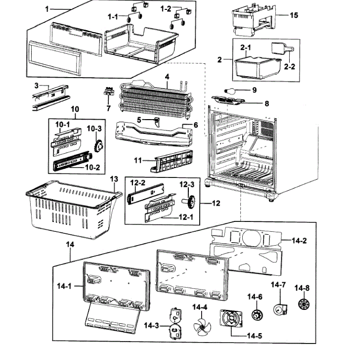 Freezer Diagram and Parts List for RB217ABBP XAA-00 Samsung Refrigerator