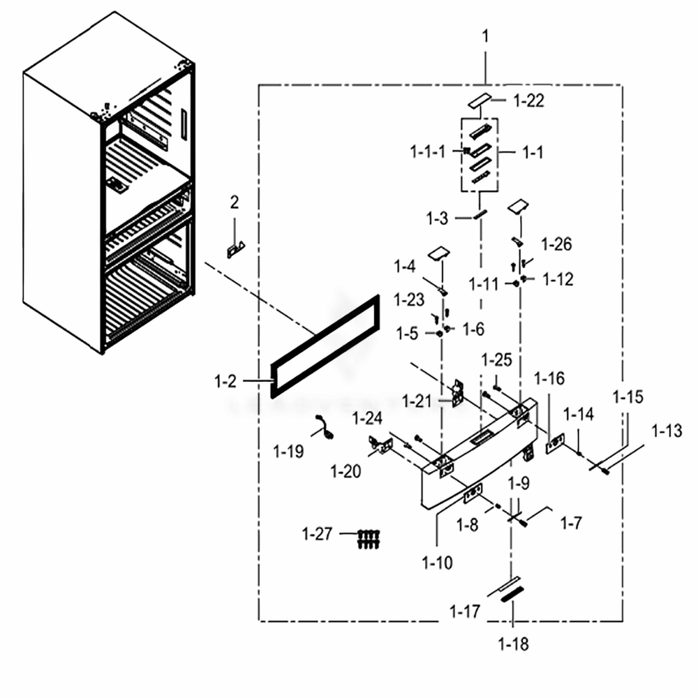 Flexzone-Door Diagram and Parts List for RF22KREDBSG (AA)(0007) Samsung Refrigerator