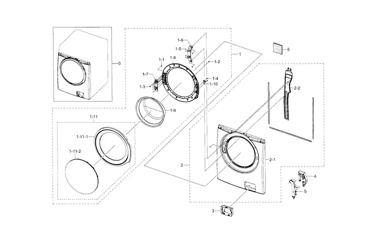 Frame Front & Door Diagram and Parts List for WF330ANW XAA-0007 Samsung Washer