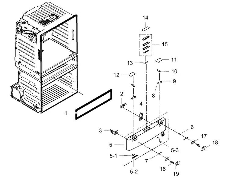 Flexzone Door Diagram and Parts List for RF4287HABP XAA-0002 Samsung Refrigerator