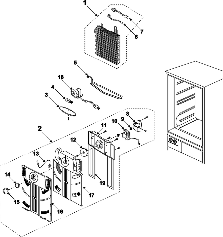 Refrigerator Compartment Diagram and Parts List for RB1944SL XAA Samsung Refrigerator