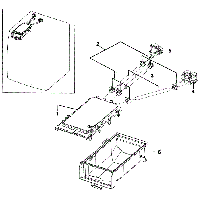 Drawer Housing Diagram and Parts List for WF219ANW XAA-00 Samsung Washer
