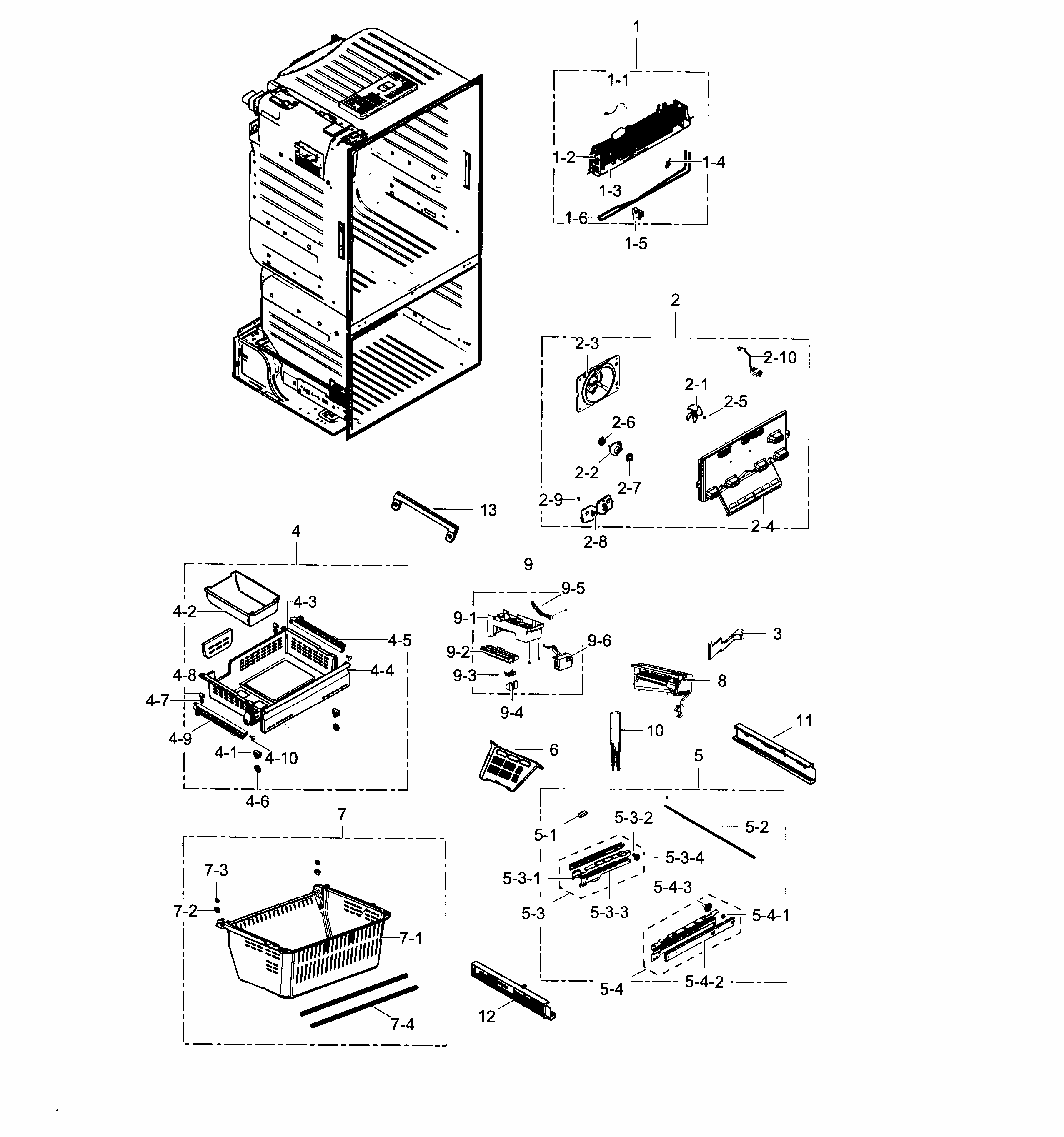 Freezer Diagram and Parts List for RF28HFEDTBC AA-0003 Samsung Refrigerator
