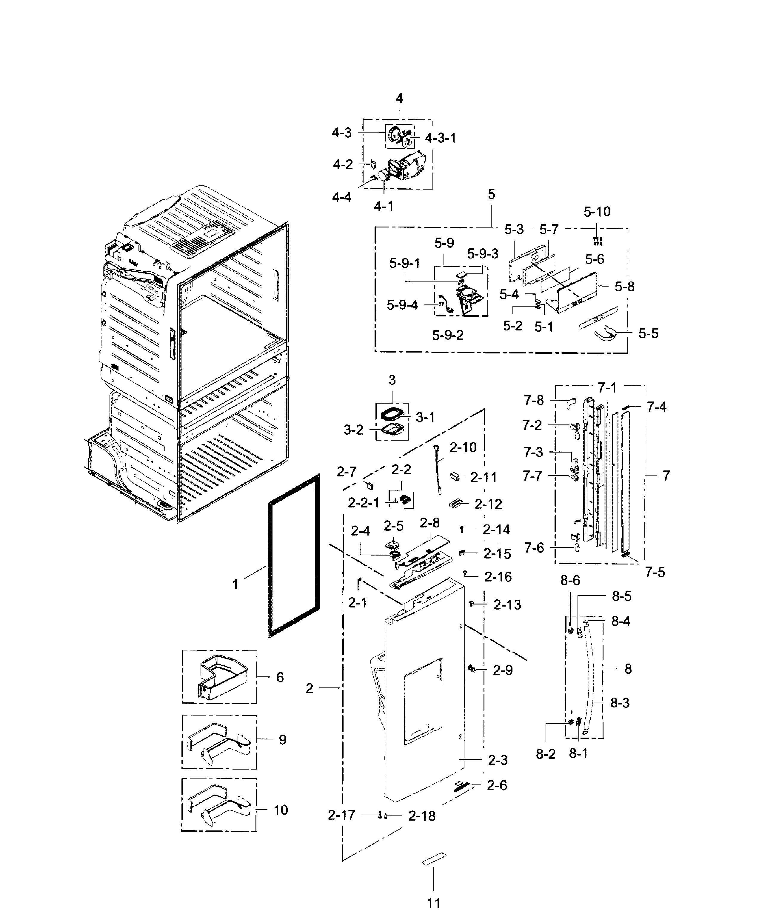 Fridge Door L Diagram and Parts List for RF28HMEDBSR AA-0010 Samsung Refrigerator