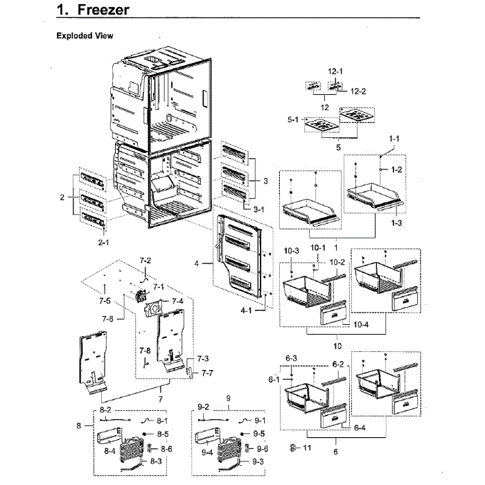 Freezer Diagram and Parts List for RF28K9580SG AA-02 Samsung Refrigerator