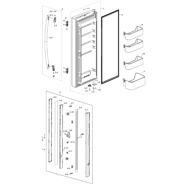 Refrig L Door Diagram and Parts List for RF217ACWP XAA-00 Samsung Refrigerator