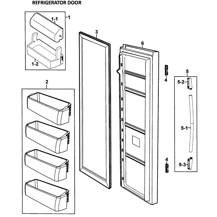 Right Door Diagram and Parts List for RS265LBWP XAA-00 Samsung Refrigerator