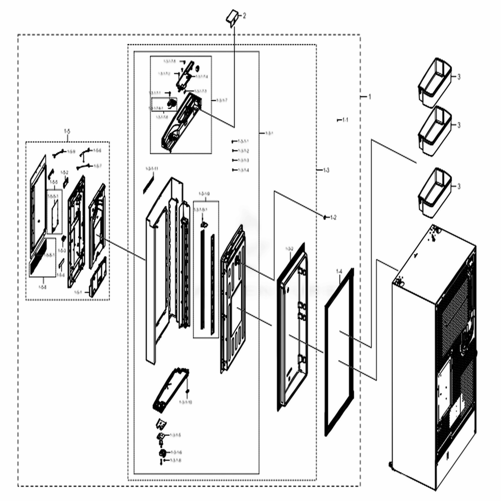 Fridge Door Right Diagram and Parts List for RF22N9781SG (AA)(0002) Samsung Refrigerator