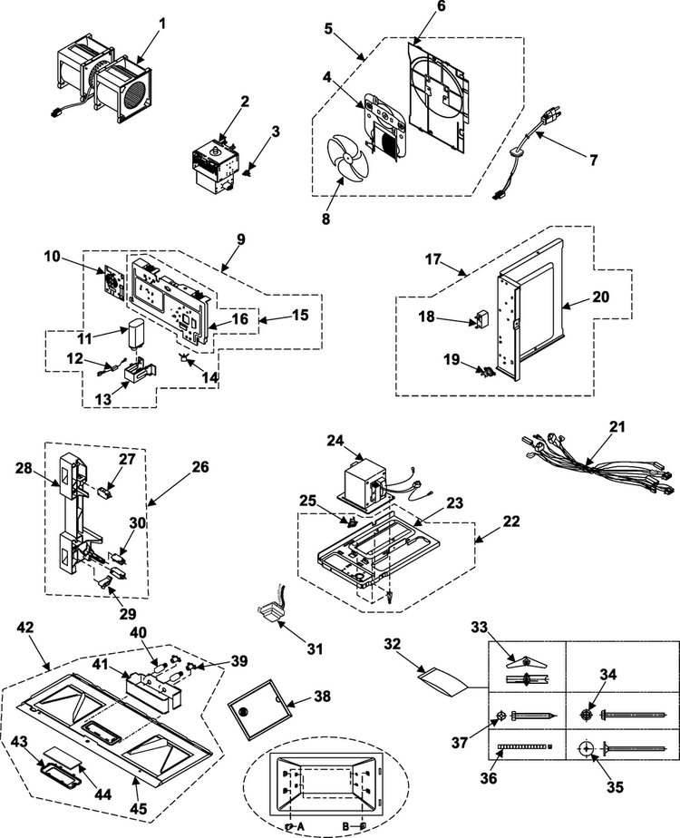 Internal Controls/latch Asy/base Diagram and Parts List for SMH7150BE XAA Samsung Microwave