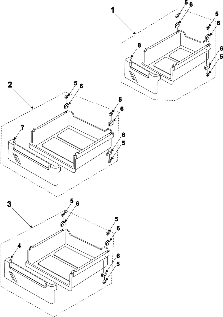Freezer Shelves Diagram and Parts List for RB1955SW XAA Samsung Refrigerator