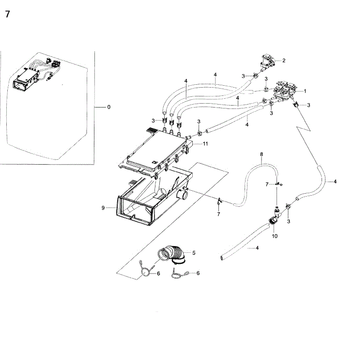 Housing-Drawer Diagram and Parts List for WF50K7500AW A2-00 Samsung Washer