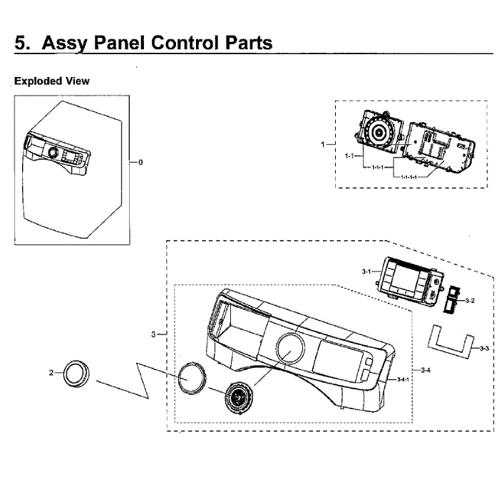 Control Panel Diagram and Parts List for WF45M5500AZ A5-00 Samsung Washer