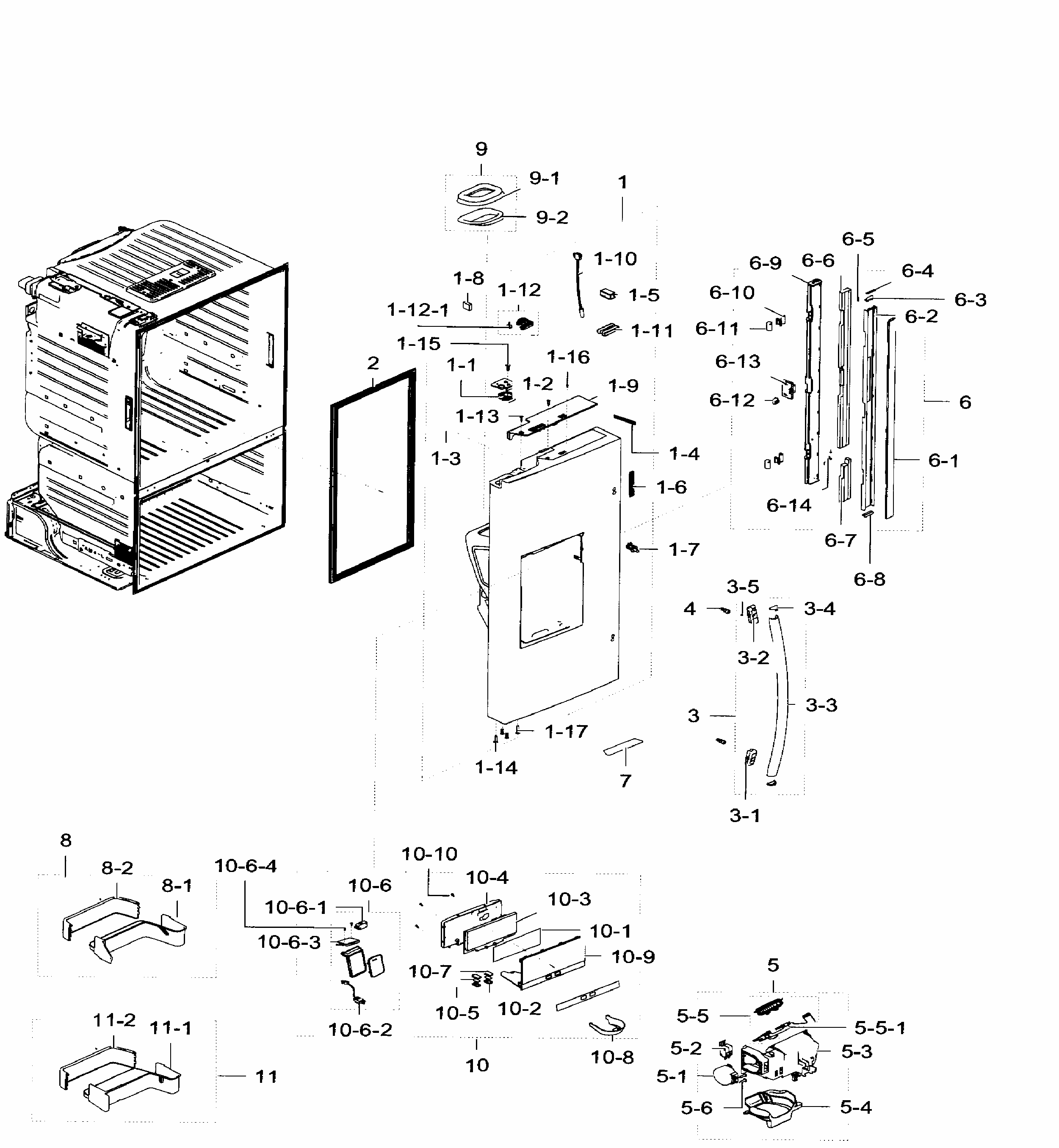Left Door Diagram and Parts List for RF28HFEDTBC AA-0005 Samsung Refrigerator