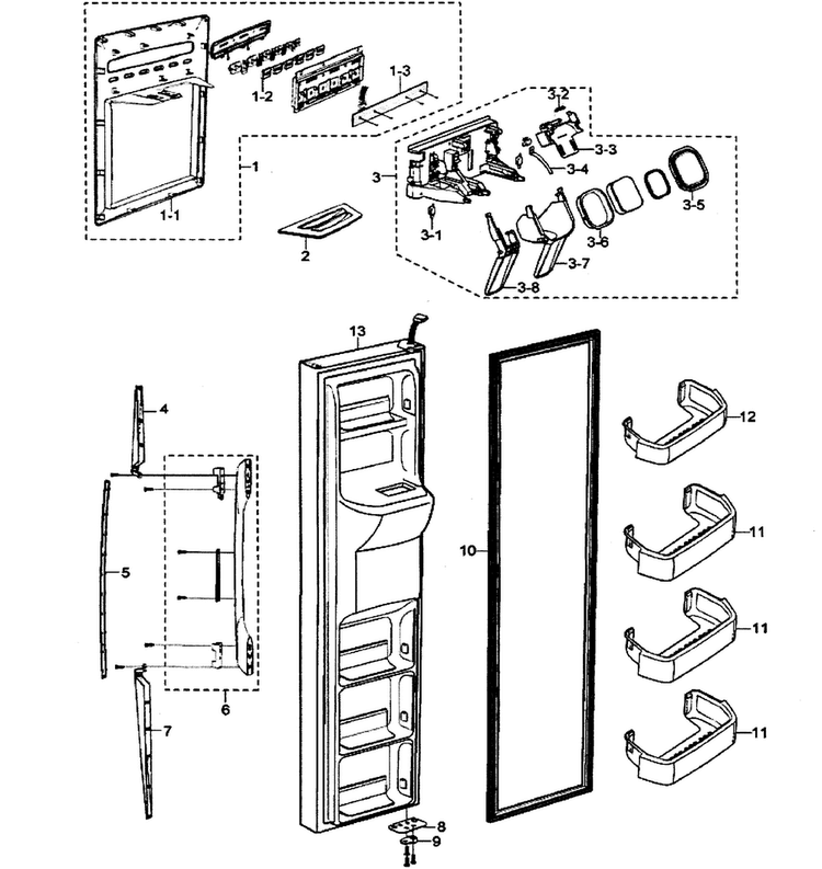 Left Door Diagram and Parts List for RS2630AWW XAA Samsung Refrigerator
