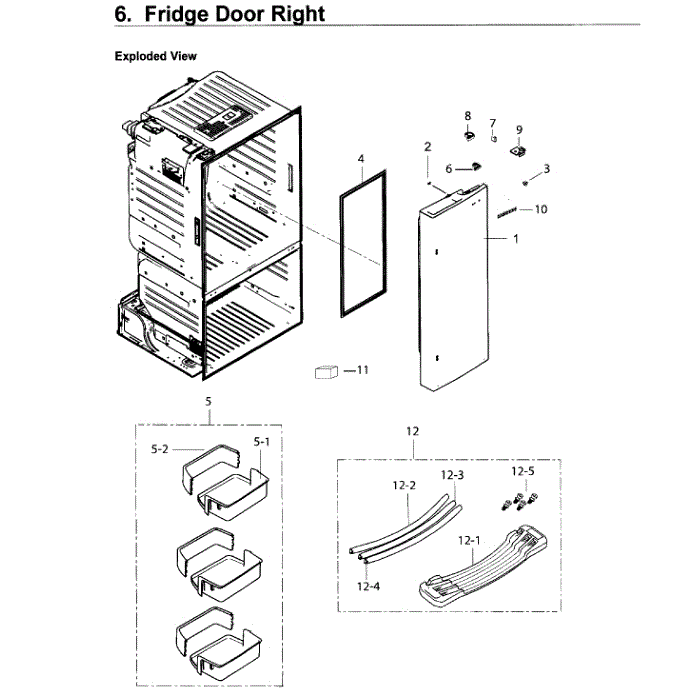 Fridge Door R Diagram and Parts List for RF263BEAEWW AA-04 Samsung Refrigerator