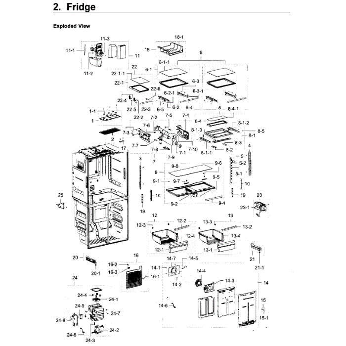 Fridge Diagram and Parts List for RF22K9581SR AA-02 Samsung Refrigerator