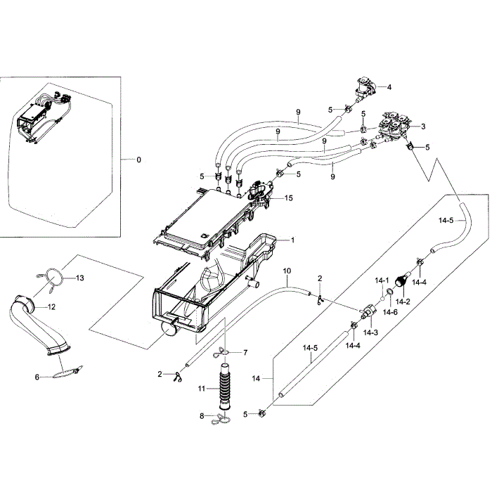 Drawer Housing Diagram and Parts List for WF405ATPAWR A2-00 Samsung Washer