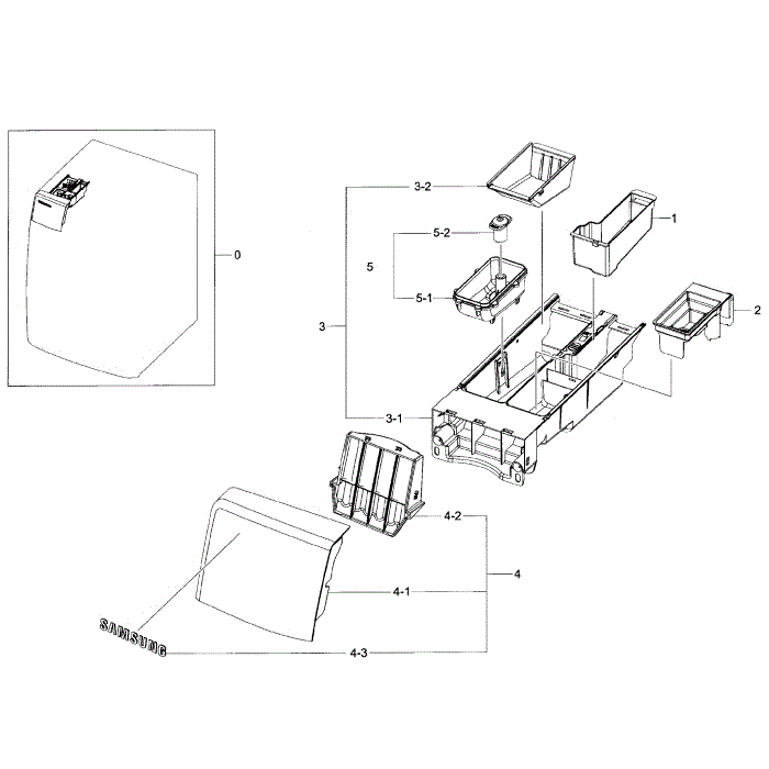 Drawer Assembly Diagram and Parts List for WF393BTPAWR A2-00 Samsung Washer