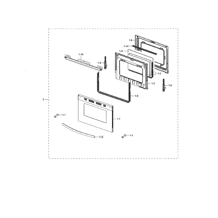 Door Assembly Diagram and Parts List for NX58M5600SW AA-00 Samsung Range