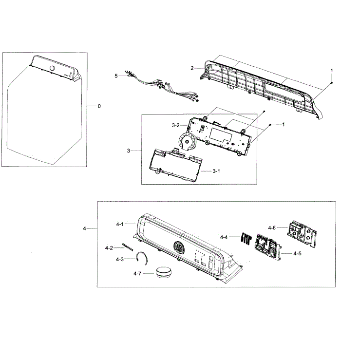 Control Panel Diagram and Parts List for WA40J3000AW A2-01 Samsung Washer