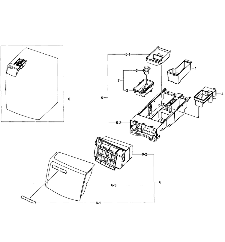 Drawer Assy Diagram and Parts List for WF511ABW XAA-0004 Samsung Washer