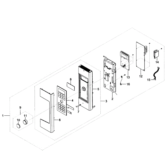 Control Box Diagram and Parts List for ME179KFETSR AA-01 Samsung Microwave Oven Combo