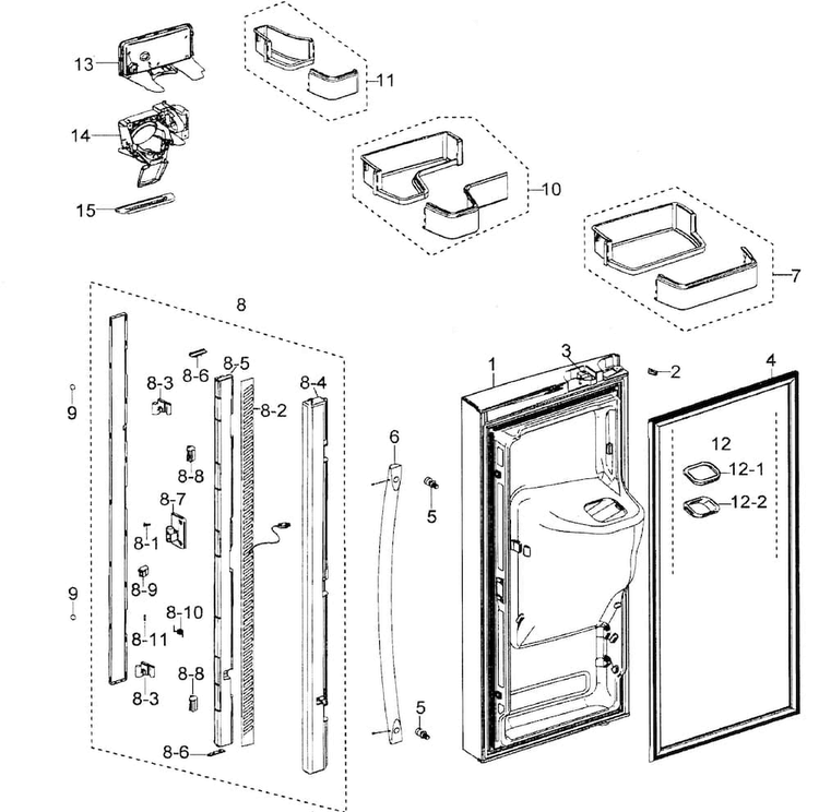 Left Door Diagram and Parts List for RFG297AABP XAA Samsung Refrigerator