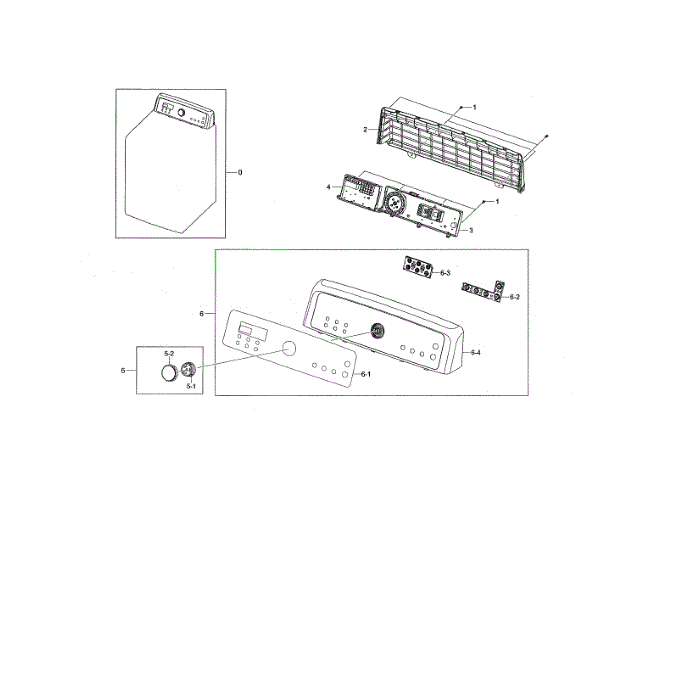 Control Panel Diagram and Parts List for DV476GTHASU A1-01 Samsung Dryer
