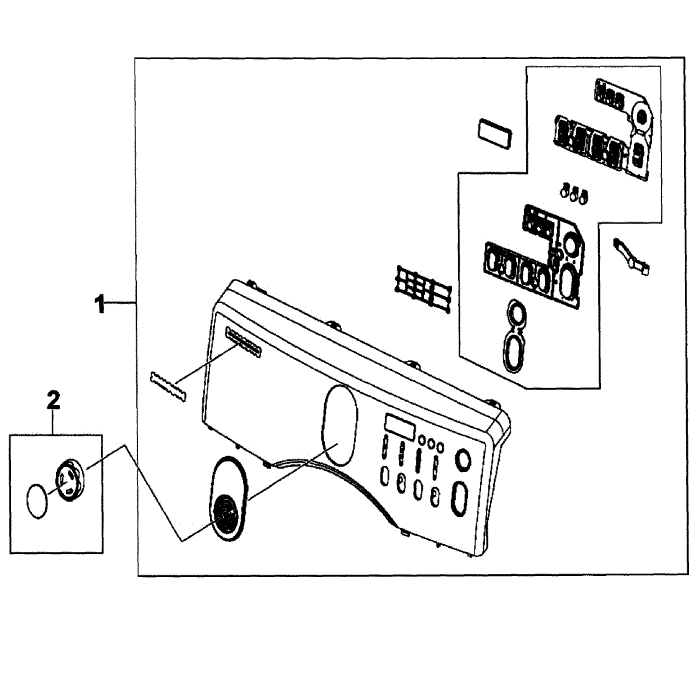 Control Panel Diagram and Parts List for DV203AEW XAA-00 Samsung Dryer