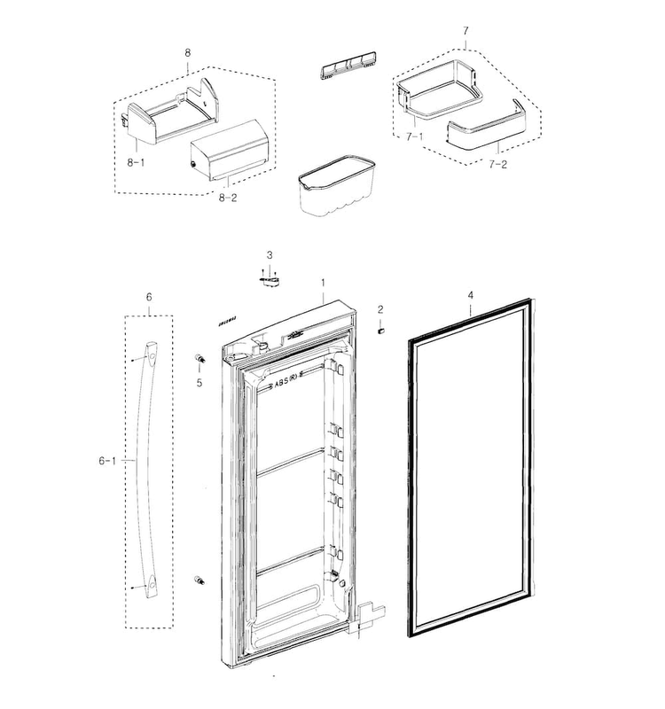 Fridge Door R Diagram and Parts List for RFG237AABP XAA-0001 Samsung Refrigerator