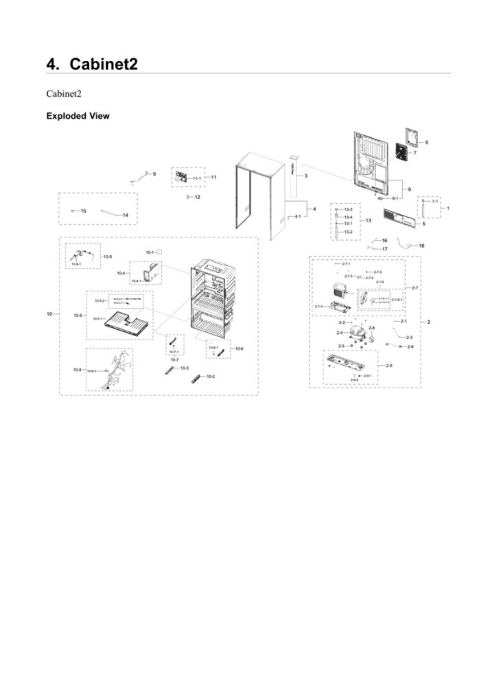 Cabinet 2 Diagram and Parts List for RF24R7201SR AA-02 Samsung Refrigerator