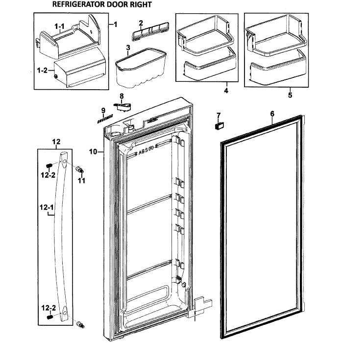 Right Door Diagram and Parts List for RFG295AARS XAA-00 Samsung Refrigerator