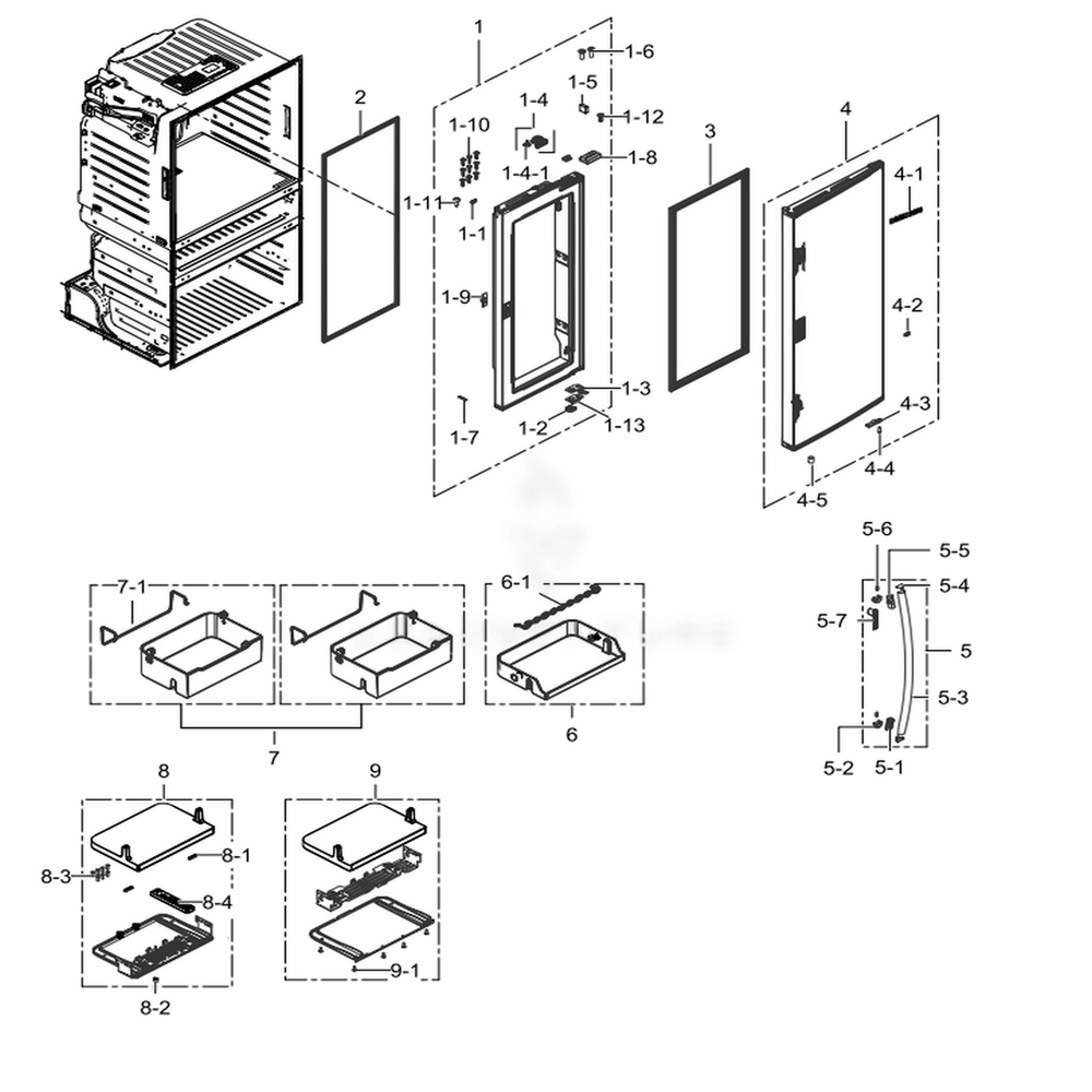Refrigerator-Door-R Diagram and Parts List for RF28JBEDBSR (AA)(0007) Samsung Refrigerator