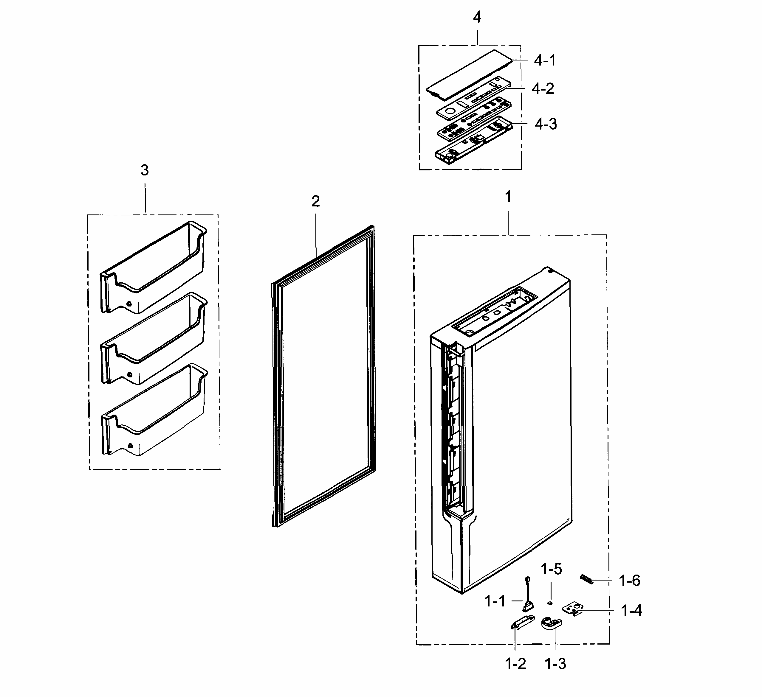 Freezer Door R Diagram and Parts List for RF34H9960S4 AA-0001 Samsung Refrigerator