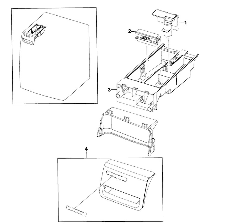Drawer Diagram and Parts List for WF219ANW XAA-0000 Samsung Washer