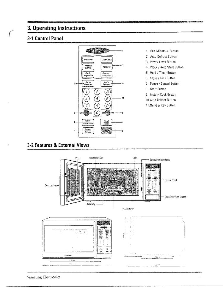 Operating Instructions Diagram and Parts List for MW6580W XAA Samsung Microwave