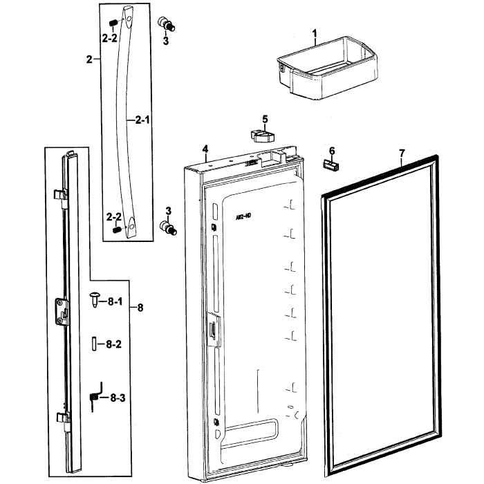 Left Door Diagram and Parts List for RFG293HAWP XAA-00 Samsung Refrigerator