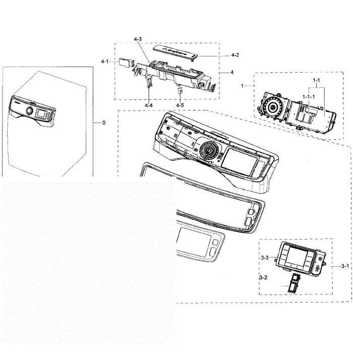 Control Panel Diagram and Parts List for DV50K7500GV A3-00 Samsung Dryer