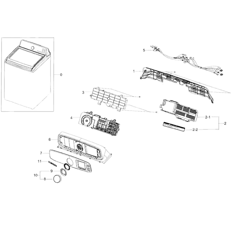 Control Panel Diagram and Parts List for WA45H7200AP A2-0000 Samsung Washer