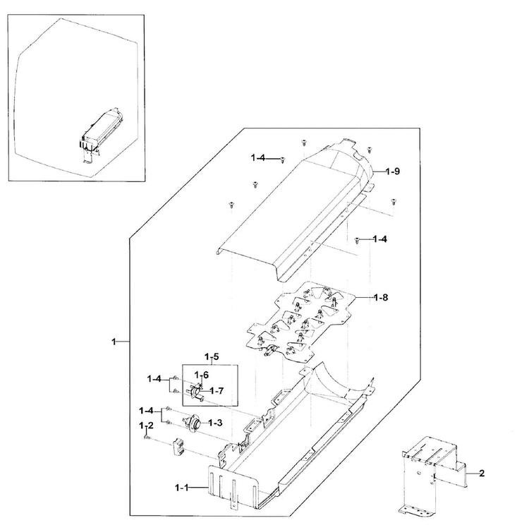 Duct Heater Diagram and Parts List for DV330AEB XAA-0002 Samsung Dryer