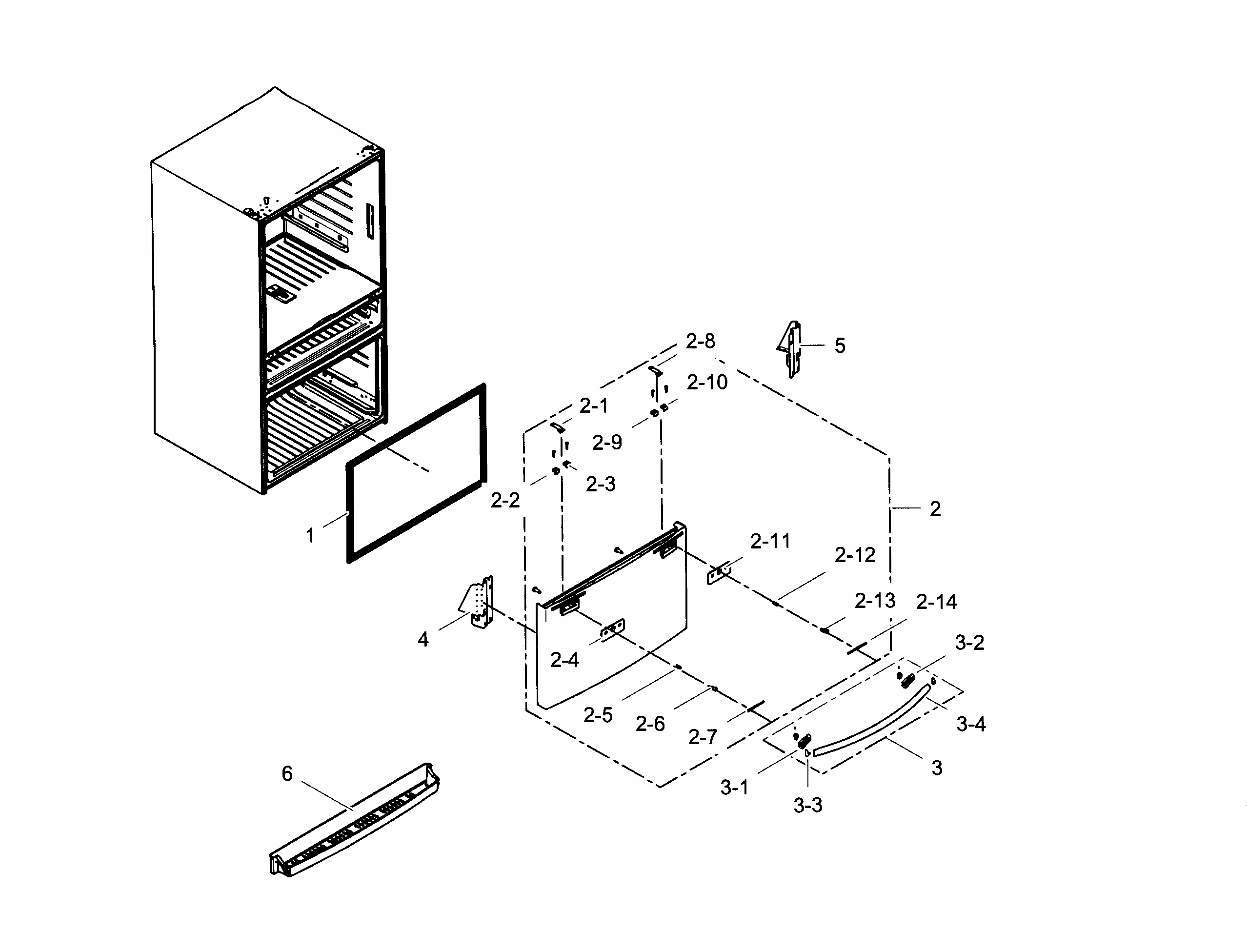 Freezer Door Diagram and Parts List for RF24FSEDBSR AA-0006 Samsung Refrigerator