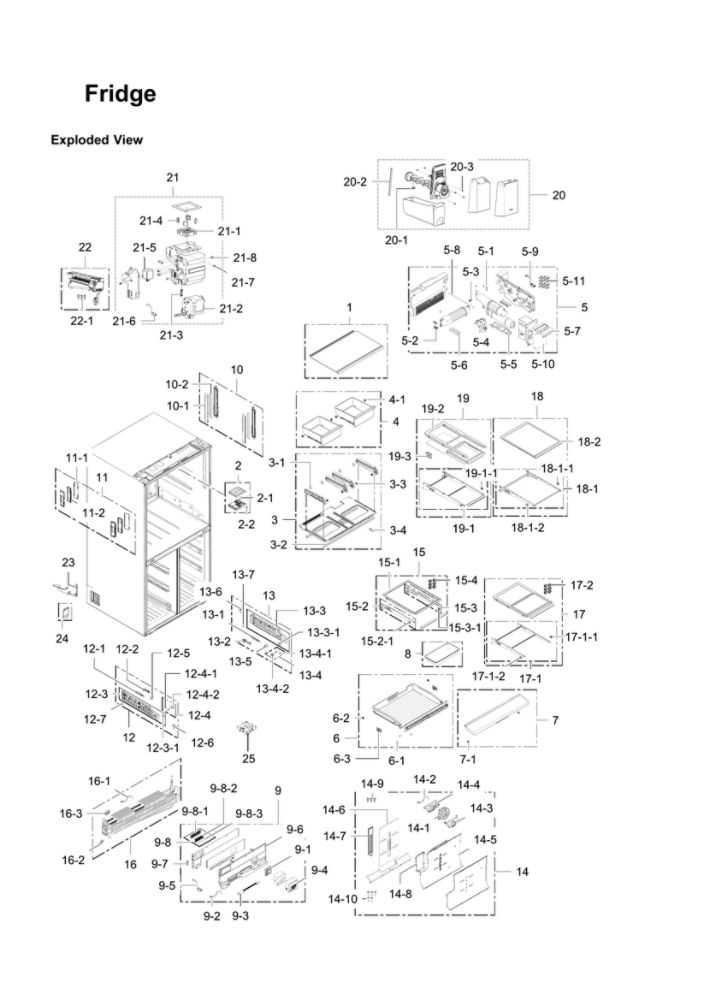 Refrigerator Parts Diagram and Parts List for RF34H9960S4 AA-07 Samsung Refrigerator